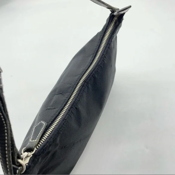 Auth Burberry Blue Label Nova Check Nylon Black Hand Bag - Picture 6 of 16